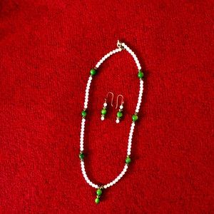 Beaded necklace and earrings